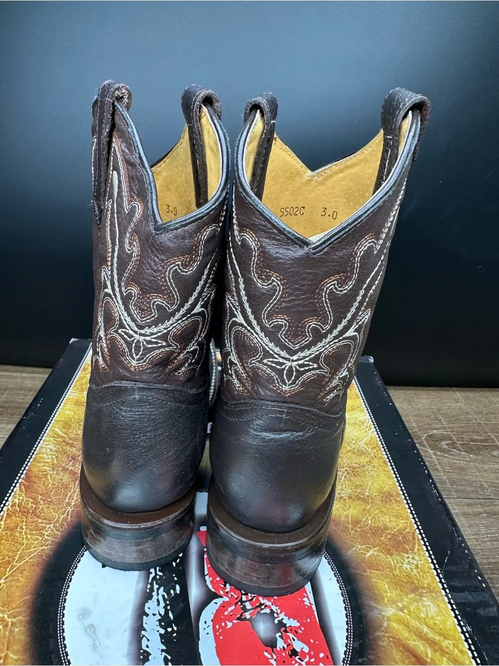 Rockin Leather Kids Brown Cowboy boots size 3 in EUC